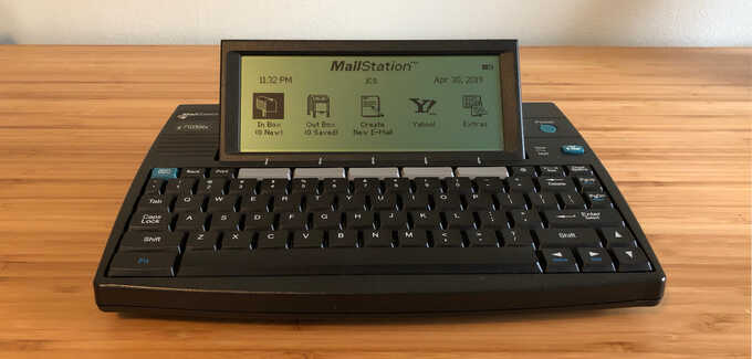 mailstation on desk showing main menu