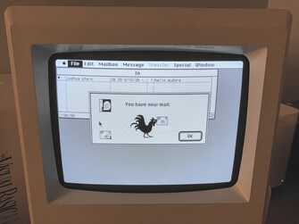 screenshot of eudora running on macintosh and notifying of new mail